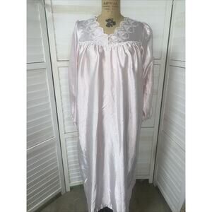 Fundamentals Nightgown Long Pink Satin Brushed Lining Sleep Shirt Small